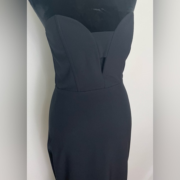 Michelle Mason Strapless Bustier Cutout Maxi Gown Black Size 4 - Picture 2 of 12